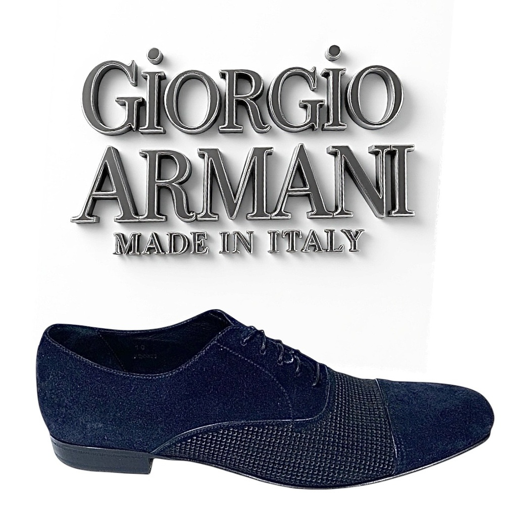 Giorgio Armani Blue Suede Cap Toe Oxfords Men’s IT 10 US 11 Made in Italy
